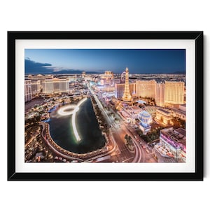 Las Vegas Print, the Strip and Bellagio at Night, Skyline Photo, Framed or Unframed Fine Art Photography for Office Decor