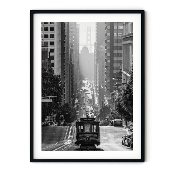 San Francisco Wand Kunst, Cable Car Schwarzweiss Gerahmter Druck | Fine Art Fotografie, Büro Dekor Extra Großes Foto