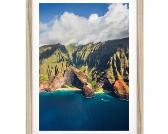Impressão fotográfica da costa de Na Pali: Arte de parede de Kauai, Havaí, decoração costeira para casa