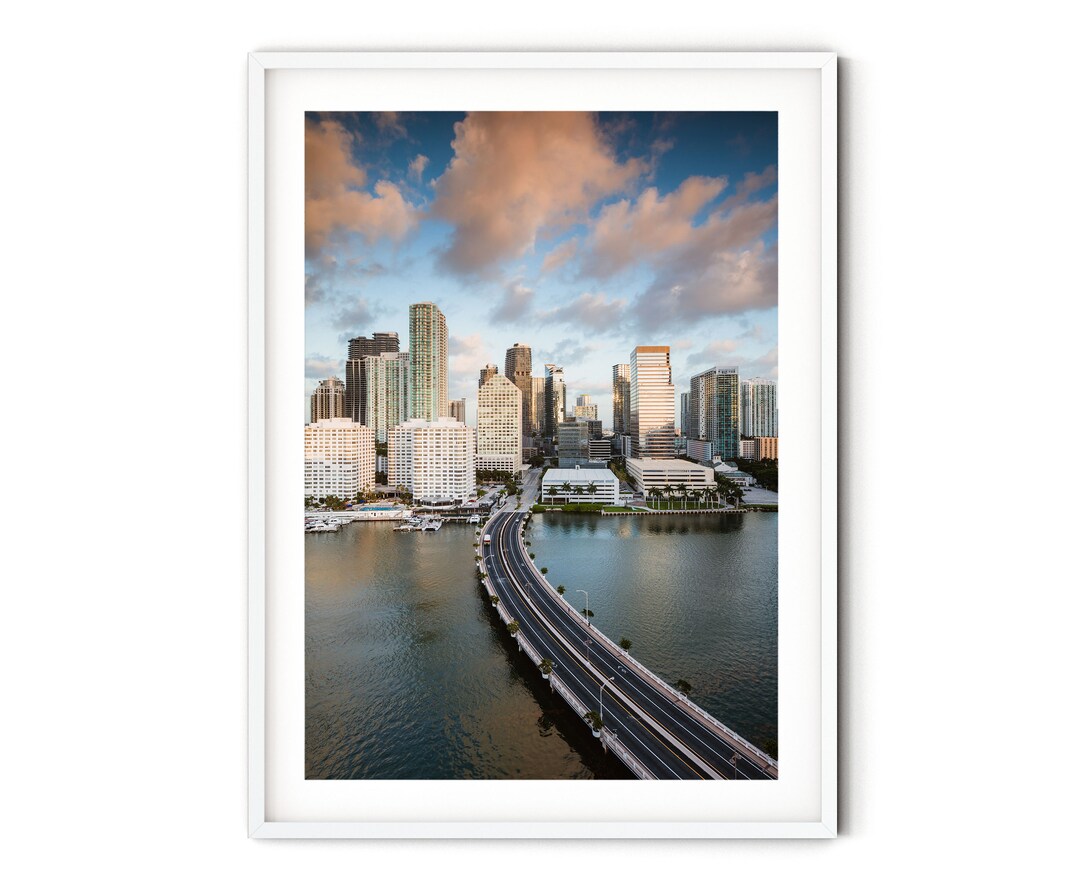 Miami Skyline Wall Art Brickell at Sunrise Photo Print Downtown City