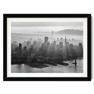 Black and White San Francisco Print, City Skyline Photo, Framed Wall Art, Fine Art Photography, Office Decor, Large Horizontal Artwork