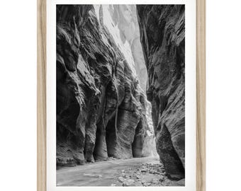 The Nallows Zion Schwarzweiß-Fotografie, Utah Wandkunst, gerahmtes Kunstwerk