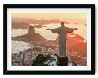 Grafika artystyczna z Rio de Janeiro: Fotografia Chrystusa Odkupiciela, Brazylia, dekoracja ścienna