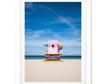 Pink Miami Beach Lifeguard Tower Art Deco Photo Print