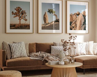 Zestaw 3 wydruków „Drzewo Jozuego”: Galeria ścienna z motywem pustyni kalifornijskiej do dekoracji domu