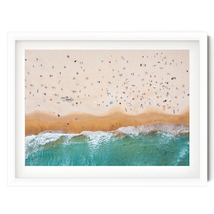 Beach Aerial Wall Art, Bondi Beach Sydney Print, Miniature People Photo, Minimalist Framed Print, Beach Wall Decor, Coastal Photography