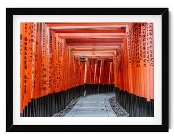 Kyoto Torii Gate Print: Fushimi Inari Shrine Fine Art Photography, Framed Japan Wall Decor