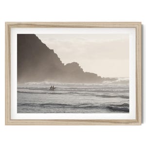 Fine Art Surf Print, Ocean Wall Art, Minimalist Surfer Picture, Neutral Framed Artwork, Surf Photography, Coastal Decor, Extra Large Photo