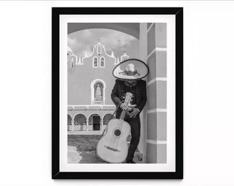 Mexican Mariachi Black and White Fine Art Print: Mexico Photography, Hacienda Wall Decor