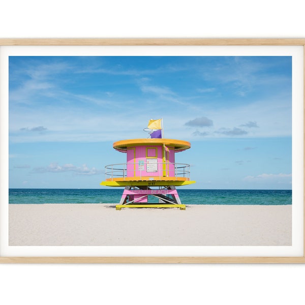 Lifeguard Tower Miami Wall Art, Miami Beach Photo Print, Art Deco Framed Wall Art | Fine Art Photography, Large Print Gift for Her