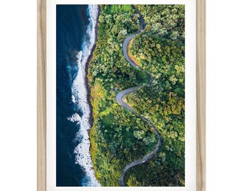 Hawaii Print: Road to Hana Maui Aerial Photography, Coastal Wall Art