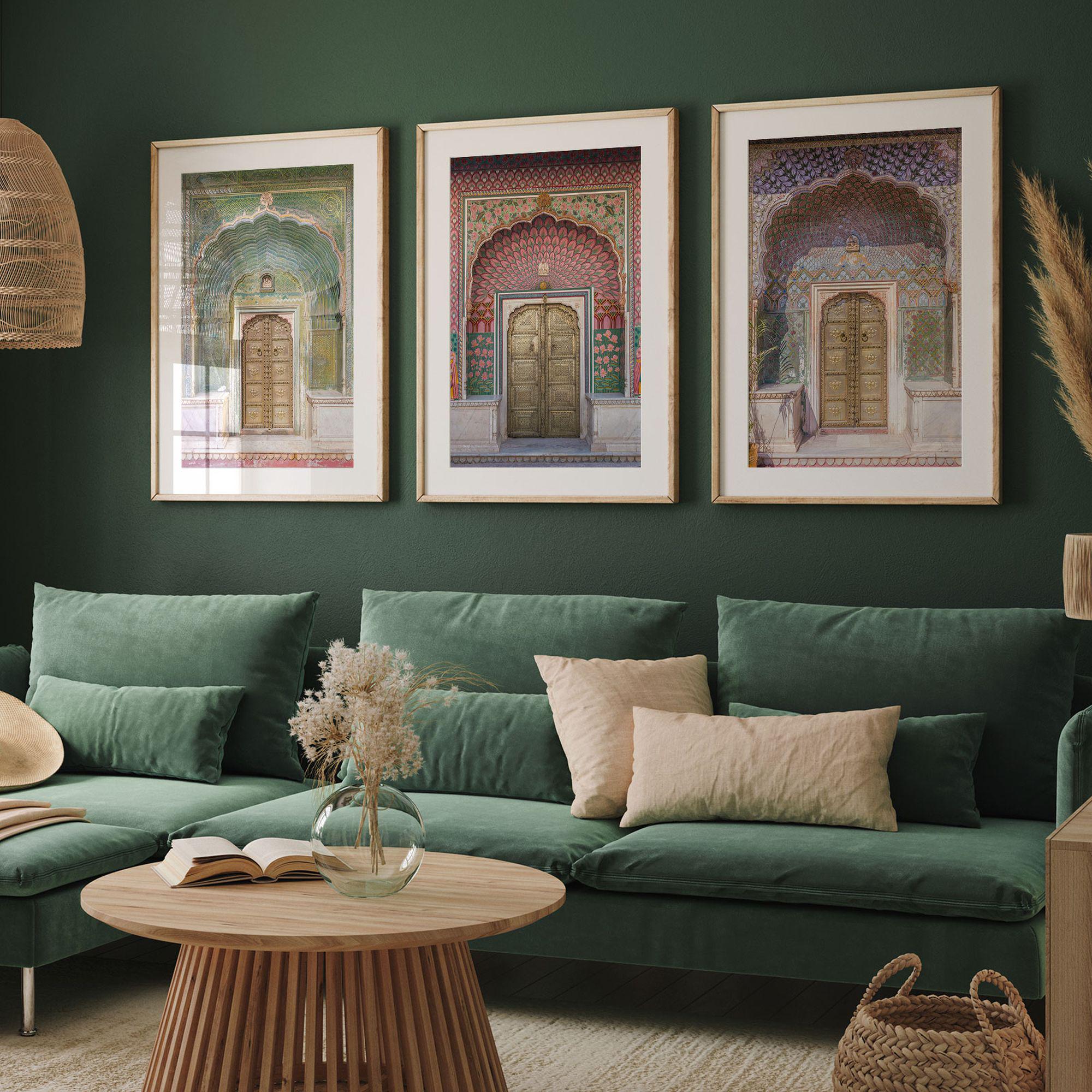 Palace Doors Set of 3, Indian Wall Art, Jaipur Rajasthan India Print Set, Oriental Framed Gallery Wall, Fine Art Photography, Gift for Her