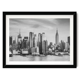 Impression photo Manhattan Skyline : oeuvre d&#39;art murale NYC noir et blanc