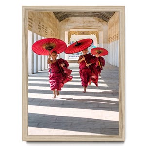 Joyful Monks Photography Print: Framed Buddhist Wall Art, Positive Energy Art, Asian Decor image 5