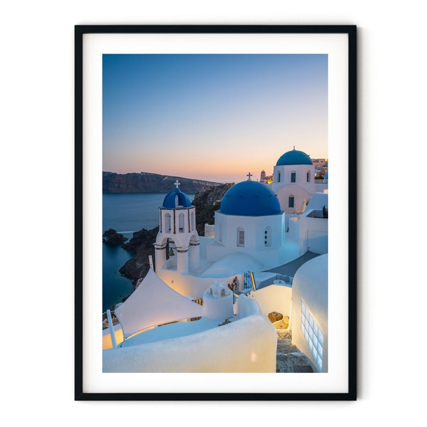 Greece Wall Art, Santorini Sunset Photo Print, Coastal Framed Wall Art | Fine Art Photography, Extra Large Gift for Her