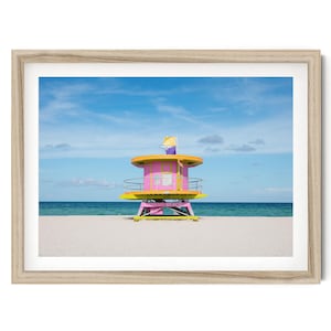 Lifeguard Tower Miami Wall Art, Miami Beach Print, Art Deco Framed Wall Art, Fine Art Photography, Large Horizontal Art Gift