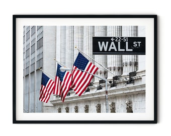 Wall Street Photo Print, New York Stock Exchange Manhattan Framed Wall Art, Fine Art Photography, Office Decor
