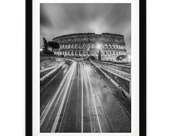 Colosseum Rom Konsttryck: Svartvitt fotografi, Italien väggdekor