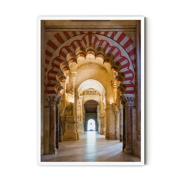 Spanish Wall Art, Mosque Archway Print, Mezquita Cordoba Spain, Andalusia Framed Artwork, Fine Art Photography, Spain Photo Gift for Her