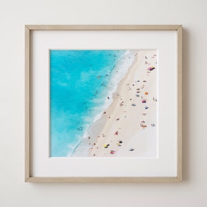 Beach Aerial Print, Kefalonia Greece Square Photo, Minimalist Beach Print, Coastal Wall Art Framed, Summer Art Print, Fine Art Photography