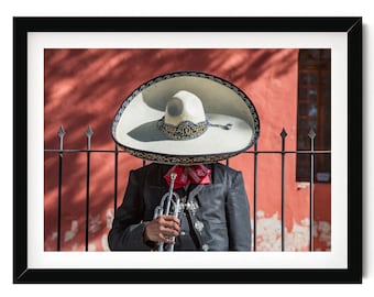 Mexican Mariachi Art Photography Print: Framed Hacienda Decor, Mexico Wall Art