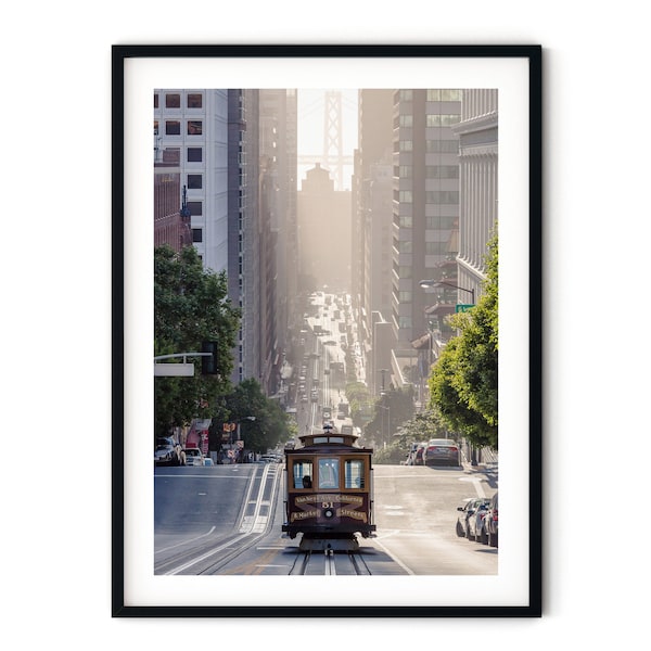 San Francisco Wall Art, Cable Car Framed Print, California Street Extra Large Photo | Fine Art Photography, Office Decor