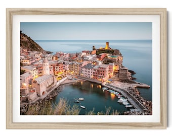 Cinque Terre Print, Vernazza Italy Travel Poster, Coastal Wall Art, Italian Mediterranean Photography