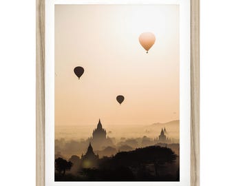Framed Myanmar Hot Air Balloon Print: Asian Fine Art Photography