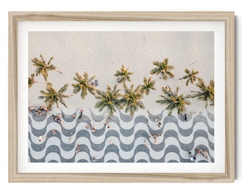 Beach Wall Art: Copacabana Aerial Photography, Rio de Janeiro Neutral Coastal Wall Art, Framed Ocean Print for Beach House Decor