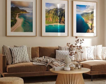 Kauai Hawaii Set of 3 Prints: Na Pali Coast Gallery Wall, Beach House Decor