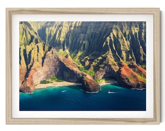 Na Pali Coast Photography Print: Kauai Hawaii Aerial Landscape