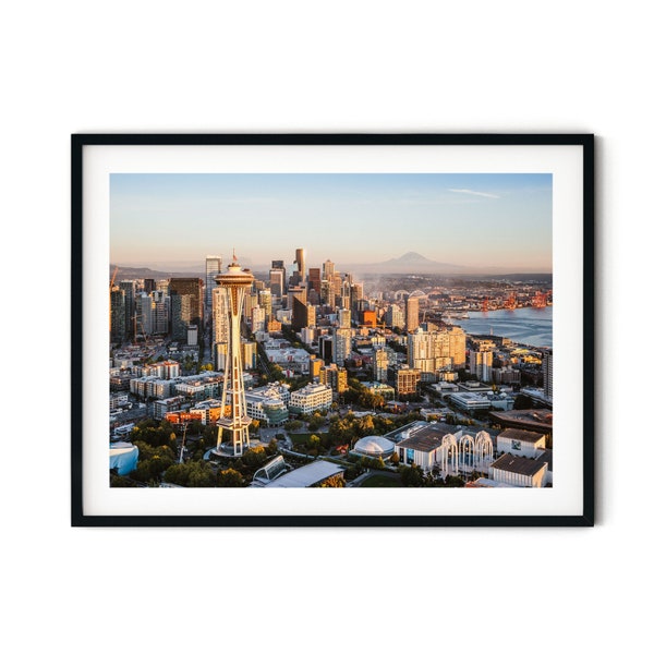 Seattle Print, Seattle Skyline Wall Art, Mount Rainier Photo, Washington State Art, Framed Artwork, Fine Art Photography, Unique Photo Gift