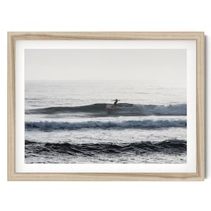 Surf Print, Minimalist Ocean Wall Art, Surfer Picture, Neutral Tone Framed or Unframed Artwork, Fine Art Photography, Coastal Decor