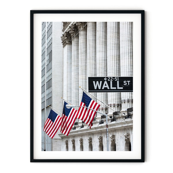 Wall Street Photo Print, New York Stock Exchange NYC Framed Wall Art, Fine Art Photography, Office Decor, Extra Large Print