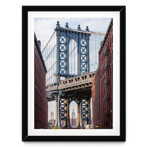 Fine Art New York Druck, moderne Architektur Wandkunst, Manhattan Bridge gerahmt oder ungerahmt Kunstwerk, NYC Geschenke, extra großes Bürodekor