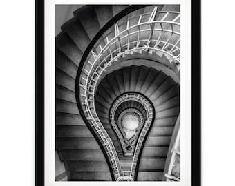 Staircase Photograph: Prague Architecture, Black and White Fine Art Print
