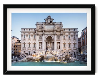 Framed Trevi Fountain Print: Rome Italy Fine Art Photography for Elegant Home Decor