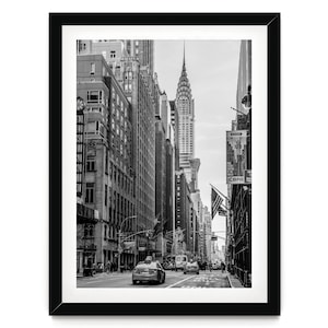 Lámina enmarcada del edificio Chrysler: Fotografía de Nueva York, Arte mural de la ciudad de Nueva York, Decoración arquitectónica en blanco y negro