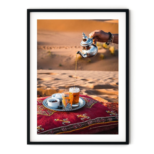 Morocco Wall Art, Tea in the Desert Print, Moroccan Culture Travel Photo,  Framed Artwork, Fine Art Photography, Very Large Photo Gift