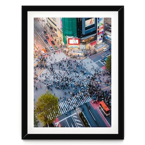 Tokyo Print, Japan Wall Art, Shibuya Crossing Framed Artwork, Fine Art Urban Photography, Oversized Vertical Art, Gift for Him