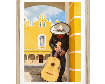 Mexico Wall Art, Mariachi Print, Yellow Wall Decor, Mexican Culture, Travel Photo, Framed Artwork, Fine Art Photography, Very Large Gift