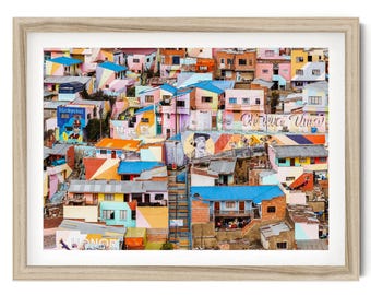 Colorful Houses Photography Print: La Paz Bolivia Wall Art, South America Travel Poster for Boho Home Decor