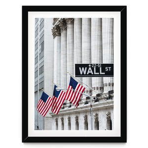 Stampa fotografica di Wall Street, stampa artistica incorniciata della Borsa di New York, fotografia artistica, arredamento per ufficio, stampa extra large
