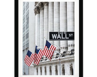 Wall Street Photo Print, New York Stock Exchange NYC Framed Wall Art, Fine Art Photography, Office Decor, Extra Large Print