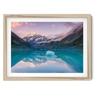New Zealand Print, Mount Cook Landscape Photo, Mountain Lake Framed Wall Art, Fine Art Photography, Large Horizontal Artwork, NZ Gifts