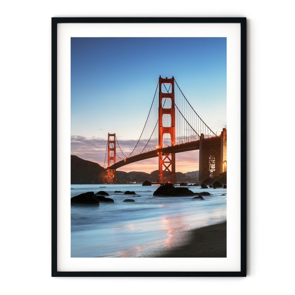 San Francisco Wall Art, Golden Gate Bridge Sunrise Framed Print | Fine Art Photography, Extra Large Photo Gift