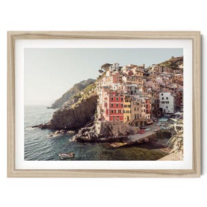 Cinque Terre Italy Photography Print, Vintage Italian Wall Art for Home Decor, Coastal Village Framed Artwork
