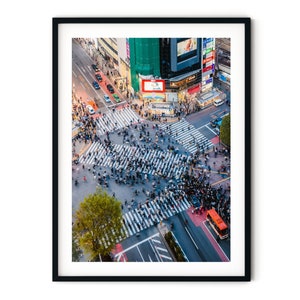 Tokyo Print, Japan Wall Art, Shibuya Crossing Aerial Photo | Framed Artwork, Fine Art Photography, Extra Large Gift for Him