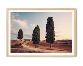 Tuscany Print | Italy Wall Art, Cypress Trees Photo, Minimalist Landscape Framed Wall Art, Fine Art Photography, Large Gift for Her