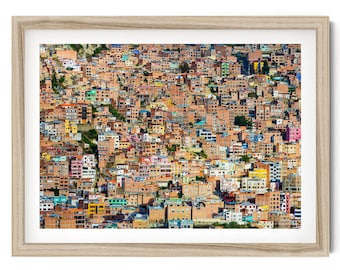 La Paz Bolivia Wall Art, Colorful Hillside Print, South America Travel Poster, Cityscape Photography